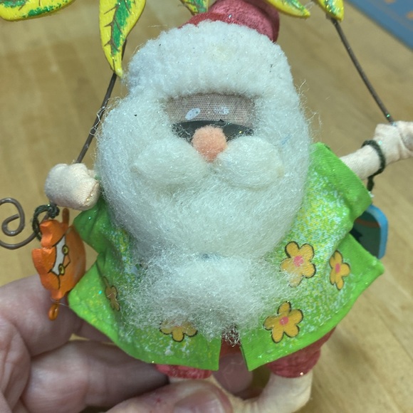 Beach Santa Christmas tree ornament fabrics hand painted holidays tree trimming - Picture 6 of 9